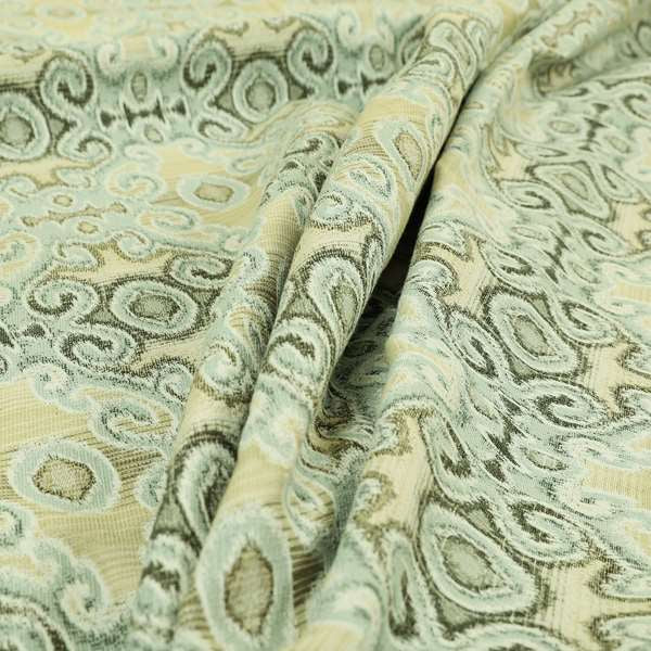 Traditional Italian Damask Pattern In Blue Grey Chenille Furnishing Upholstery Fabric JO-994 - Made To Measure Curtains