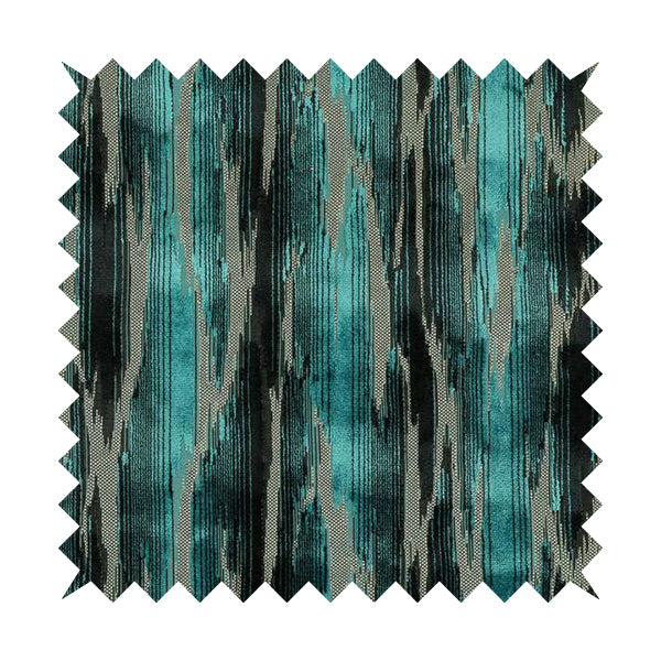 Modern Abstract Pattern In Blue Velvet Furnishing Upholstery Fabric JO-995 - Made To Measure Curtains