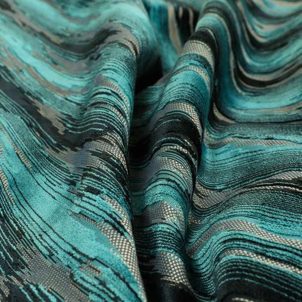 Modern Abstract Pattern In Blue Velvet Furnishing Upholstery Fabric JO-995 - Handmade Cushions