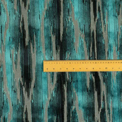 Modern Abstract Pattern In Blue Velvet Furnishing Upholstery Fabric JO-995 - Roman Blinds