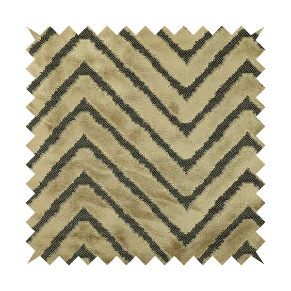 Chevron Pattern In Golden Brown Velvet Material Furnishing Upholstery Fabric JO-996 - Roman Blinds