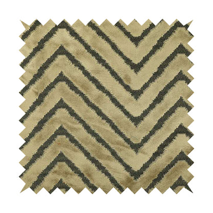 Chevron Pattern In Golden Brown Velvet Material Furnishing Upholstery Fabric JO-996