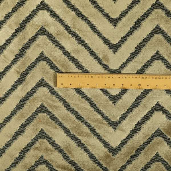 Chevron Pattern In Golden Brown Velvet Material Furnishing Upholstery Fabric JO-996 - Roman Blinds