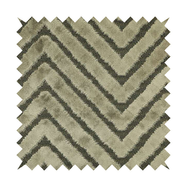 Chevron Pattern In Grey Velvet Material Furnishing Upholstery Fabric JO-997 - Roman Blinds