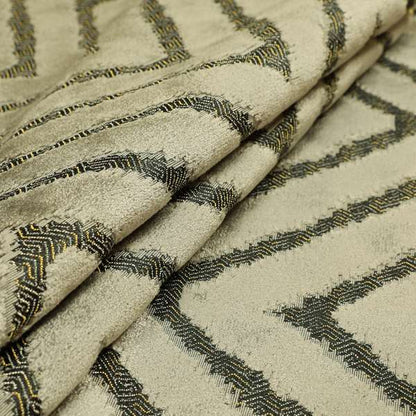 Chevron Pattern In Grey Velvet Material Furnishing Upholstery Fabric JO-997 - Roman Blinds