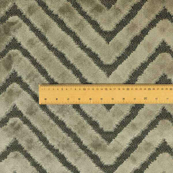 Chevron Pattern In Grey Velvet Material Furnishing Upholstery Fabric JO-997 - Roman Blinds