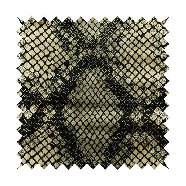 Snake Scales Pattern In Black Beige Velvet Material Furnishing Upholstery Fabric JO-998 - Made To Measure Curtains