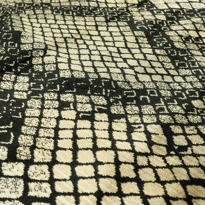 Snake Scales Pattern In Black Beige Velvet Material Furnishing Upholstery Fabric JO-998 - Made To Measure Curtains