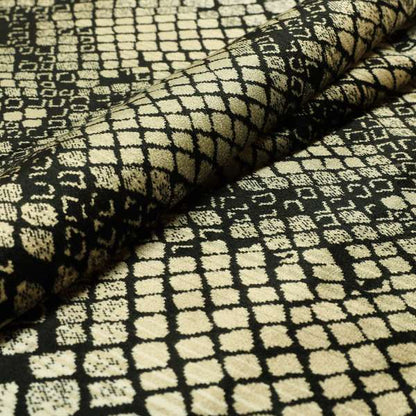 Snake Scales Pattern In Black Beige Velvet Material Furnishing Upholstery Fabric JO-998 - Made To Measure Curtains