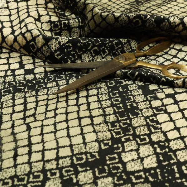 Snake Scales Pattern In Black Beige Velvet Material Furnishing Upholstery Fabric JO-998 - Made To Measure Curtains