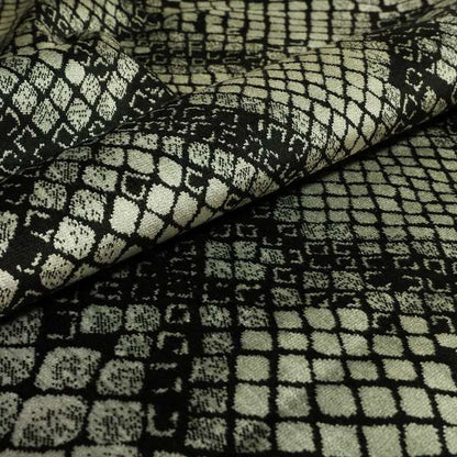 Snake Scales Pattern In Black Grey Velvet Material Furnishing Upholstery Fabric JO-999 - Made To Measure Curtains