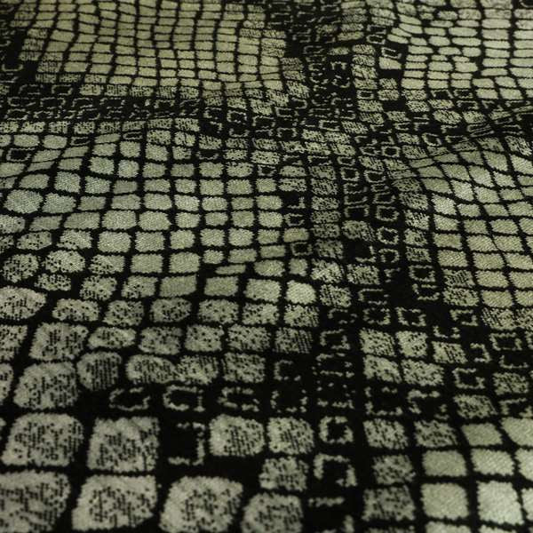 Snake Scales Pattern In Black Grey Velvet Material Furnishing Upholstery Fabric JO-999