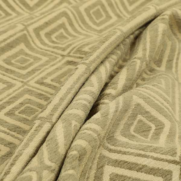 Geometric Designer Pattern Beige Colour Chenille Upholstery Interior Fabric JU030316-16