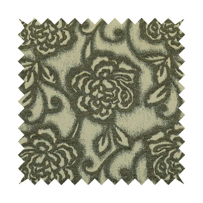 Large Floral Designer Pattern In Greyish Textured Colour Chenille Furnishing Fabric JU030316-19