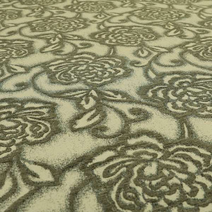 Large Floral Designer Pattern In Greyish Textured Colour Chenille Furnishing Fabric JU030316-19