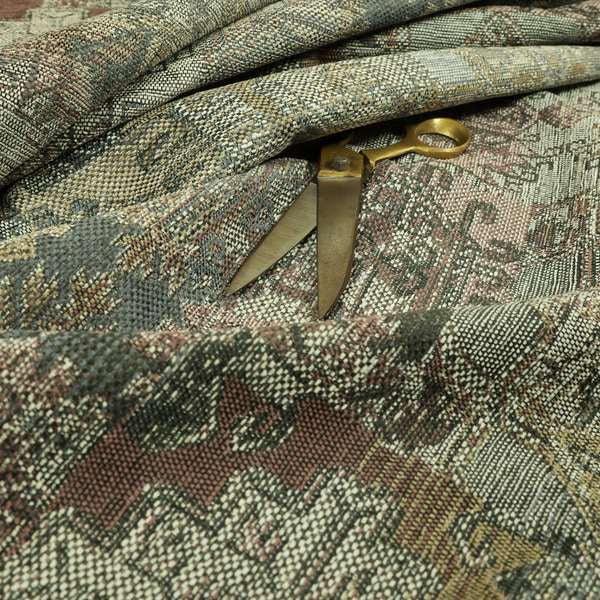 Geometric Kilim Aztec Fabric In Heavyweight Chenille Upholstery Interior Fabric JU030316-21