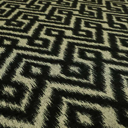 Designer Kilim Heavyweight Woven Black Chenille Upholstery Fabric JU030316-39