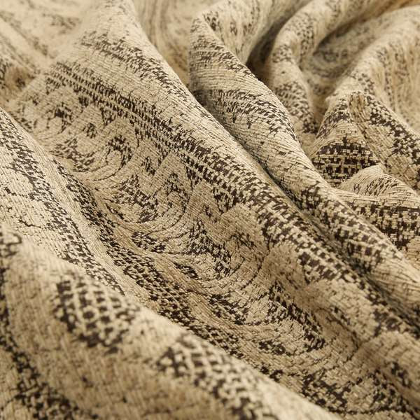 Damask Theme Pattern Brown Heavyweight Textured Chenille Upholstery Fabric JU050516-01