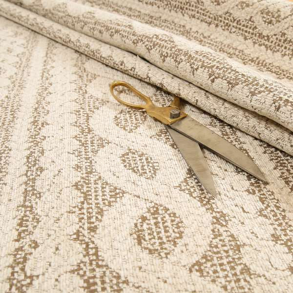 Damask Theme Pattern Cream Heavyweight Textured Chenille Upholstery Fabric JU050516-04