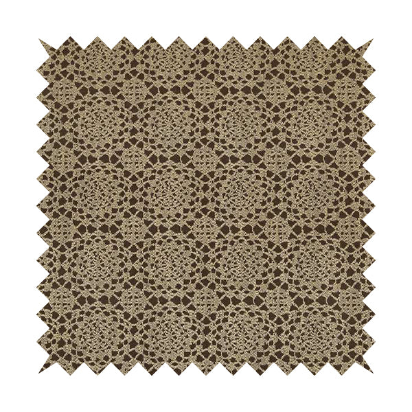 Geometric Medallion Pattern Brown Textured Chenille Upholstery Fabric JU050516-06