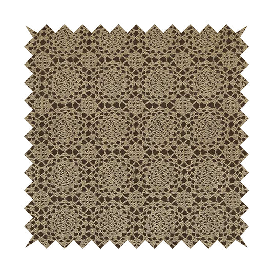 Geometric Medallion Pattern Brown Textured Chenille Upholstery Fabric JU050516-06