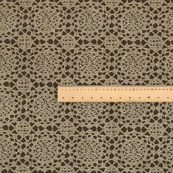 Geometric Medallion Pattern Brown Textured Chenille Upholstery Fabric JU050516-06