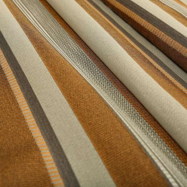 Orange Colour Wide Broad Striped Pattern Chenille Upholstery Fabric JU050516-15