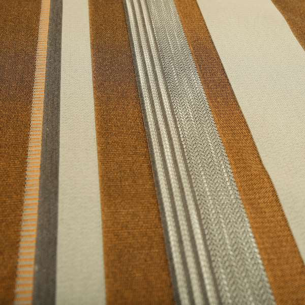 Orange Colour Wide Broad Striped Pattern Chenille Upholstery Fabric JU050516-15