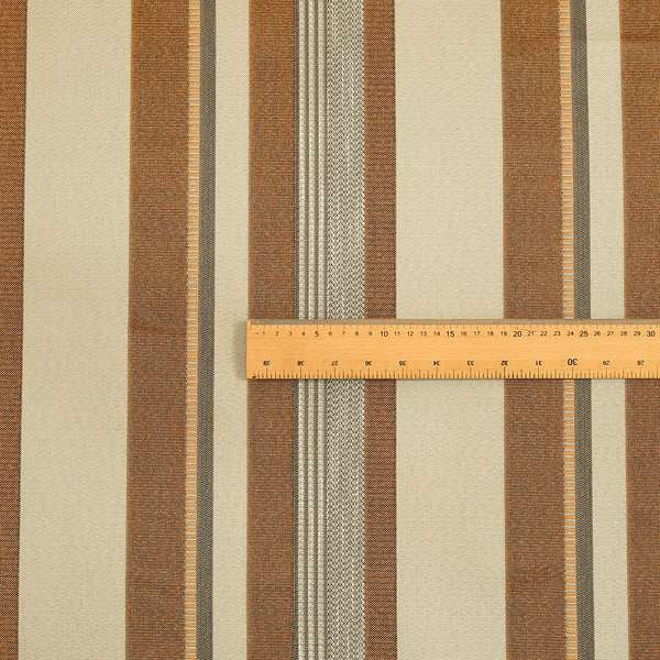 Orange Colour Wide Broad Striped Pattern Chenille Upholstery Fabric JU050516-15