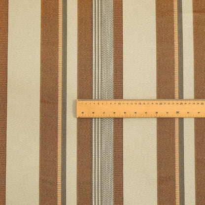 Orange Colour Wide Broad Striped Pattern Chenille Upholstery Fabric JU050516-15