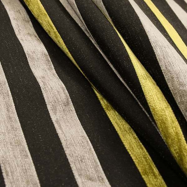 Green Grey Black Textured Striped Pattern Chenille Upholstery Fabric JU050516-42