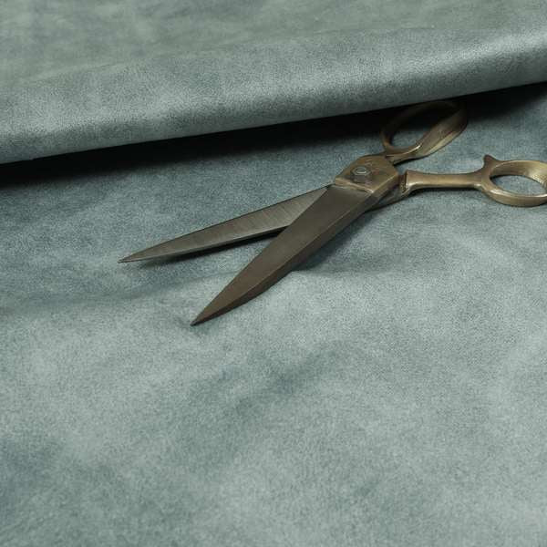 Kansas Distressed Sky Blue Coloured Velour Velvet Upholstery Curtains Fabric - Roman Blinds