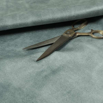 Kansas Distressed Sky Blue Coloured Velour Velvet Upholstery Curtains Fabric - Made To Measure Curtains