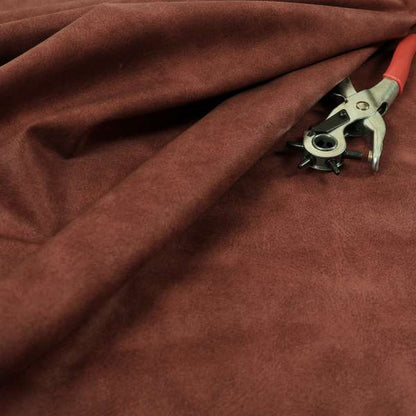Kansas Distressed Red Coloured Velour Velvet Upholstery Curtains Fabric - Roman Blinds