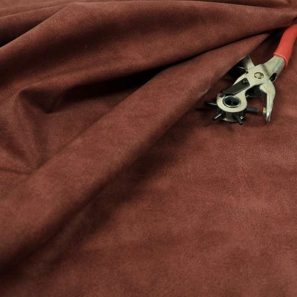 Kansas Distressed Red Coloured Velour Velvet Upholstery Curtains Fabric - Handmade Cushions