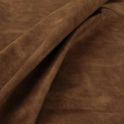 Kansas Distressed Tawny Brown Coloured Velour Velvet Upholstery Curtains Fabric