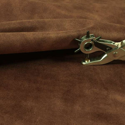 Kansas Distressed Tawny Brown Coloured Velour Velvet Upholstery Curtains Fabric - Handmade Cushions