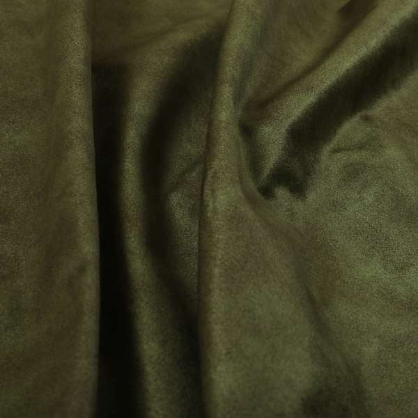 Kansas Distressed Army Green Coloured Velour Velvet Upholstery Curtains Fabric - Made To Measure Curtains