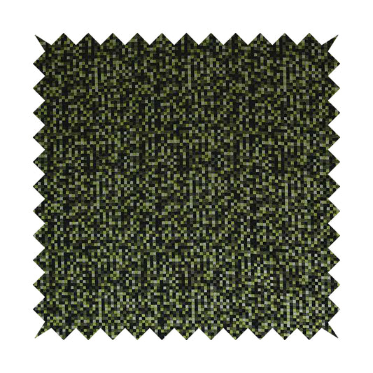 Katy Polka Square Checked Pattern Green Black Upholstery Fabric