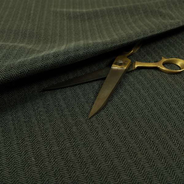 Kirkwall Herringbone Furnishing Fabric In Black Grey Colour - Roman Blinds