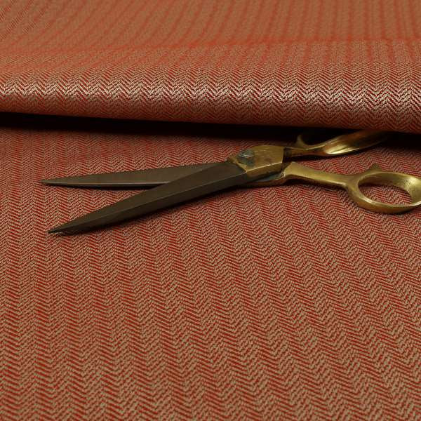 Kirkwall Herringbone Furnishing Fabric In Red Colour - Made To Measure Curtains