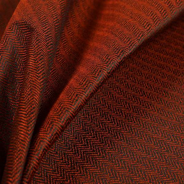 Kirkwall Herringbone Furnishing Fabric In Dark Red Colour - Made To Measure Curtains