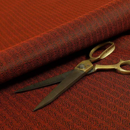 Kirkwall Herringbone Furnishing Fabric In Dark Red Colour - Roman Blinds