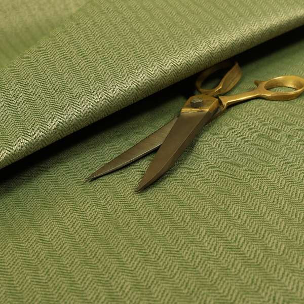 Kirkwall Herringbone Furnishing Fabric In Green Colour - Made To Measure Curtains