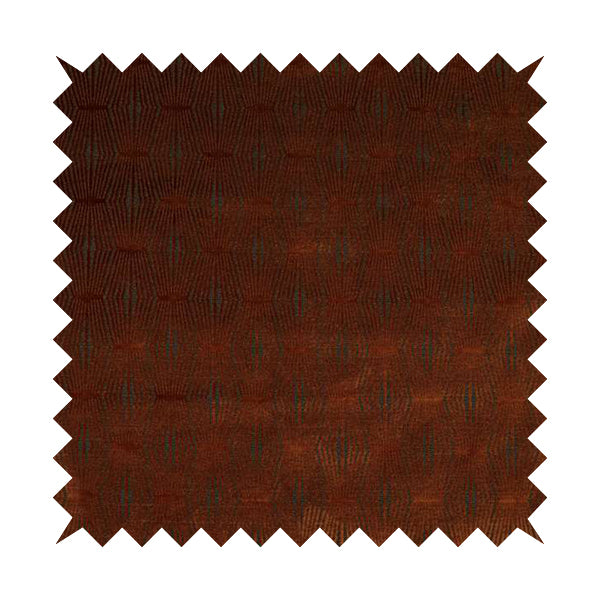 Kyoto Argyle Geometric Pattern Velvet Fabric In Orange Brown Colour - Roman Blinds