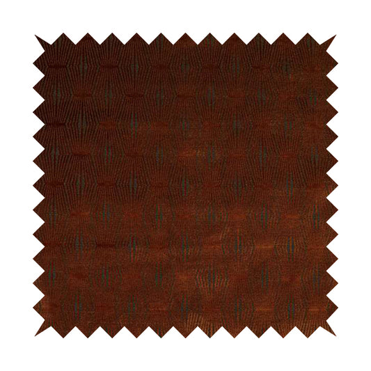 Kyoto Argyle Geometric Pattern Velvet Fabric In Orange Brown Colour