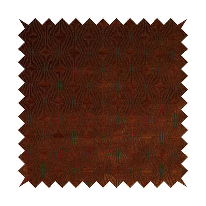 Kyoto Argyle Geometric Pattern Velvet Fabric In Orange Brown Colour - Made To Measure Curtains