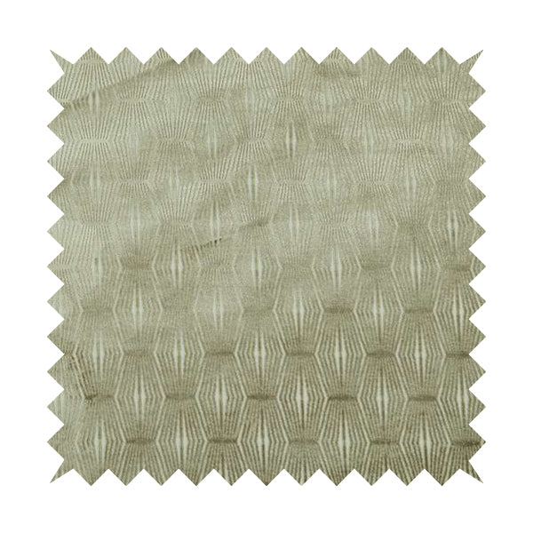 Kyoto Argyle Geometric Pattern Velvet Fabric In White Beige Colour - Made To Measure Curtains