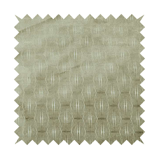 Kyoto Argyle Geometric Pattern Velvet Fabric In White Beige Colour