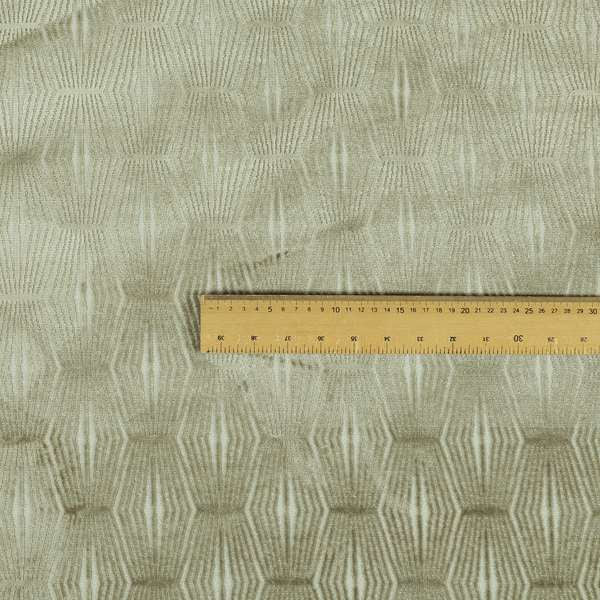 Kyoto Argyle Geometric Pattern Velvet Fabric In White Beige Colour - Made To Measure Curtains